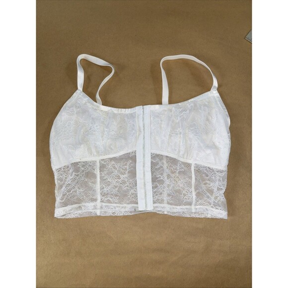 No Boundaries White Lace Bralette Top Size Large - Picture 1 of 7